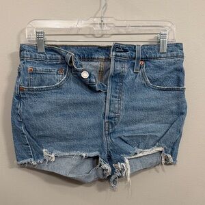 Levi's Blue Distressed Jean Shorts